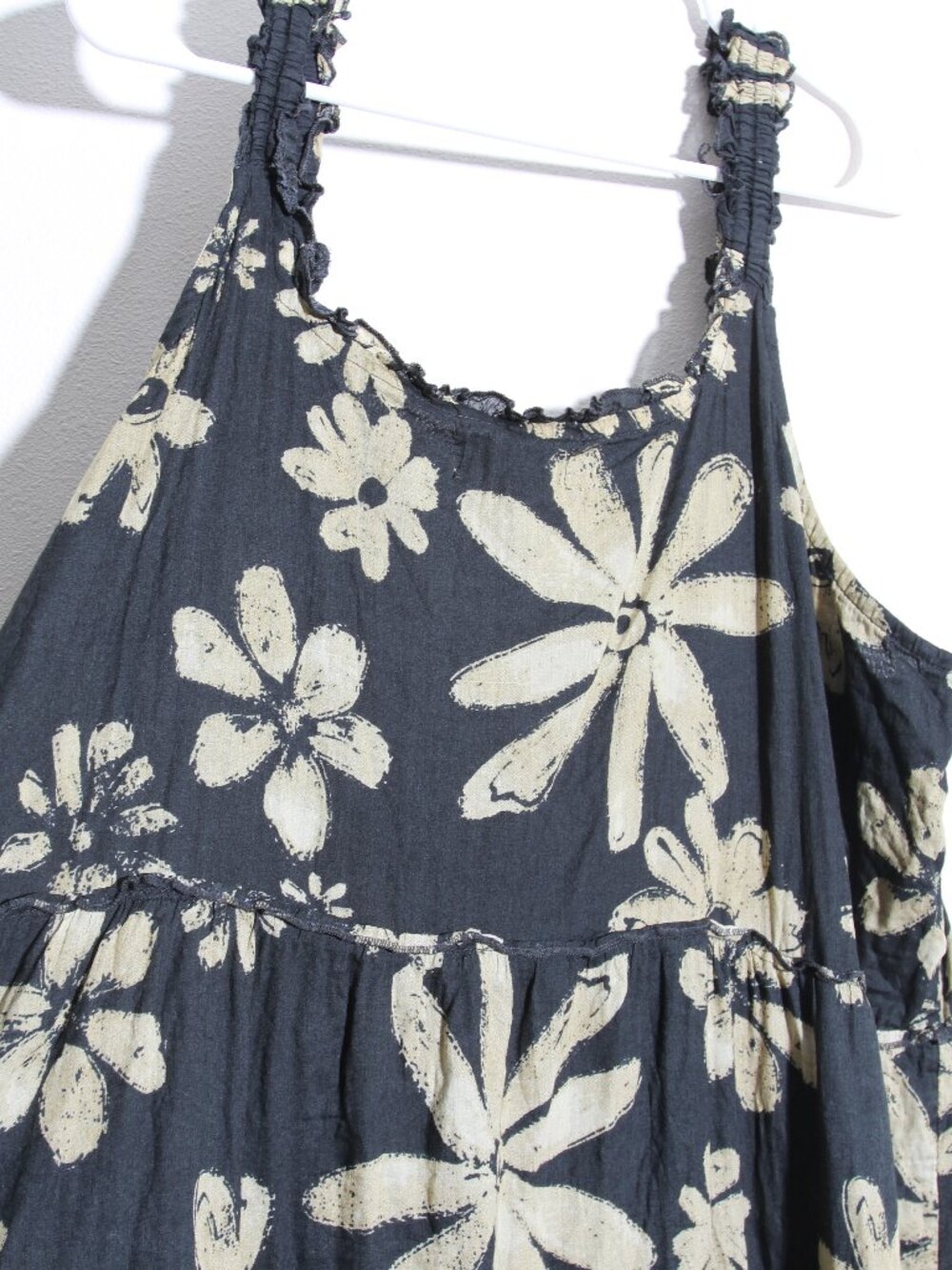 Natural Life Adele Cotton Maxi Dress Black Cream Daisies Tiered Size XXL - Picture 8 of 14